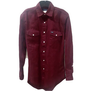 Wrangler Mens Basic Twill Long Sleeve Solid Snap Med 70719 Red Oxide